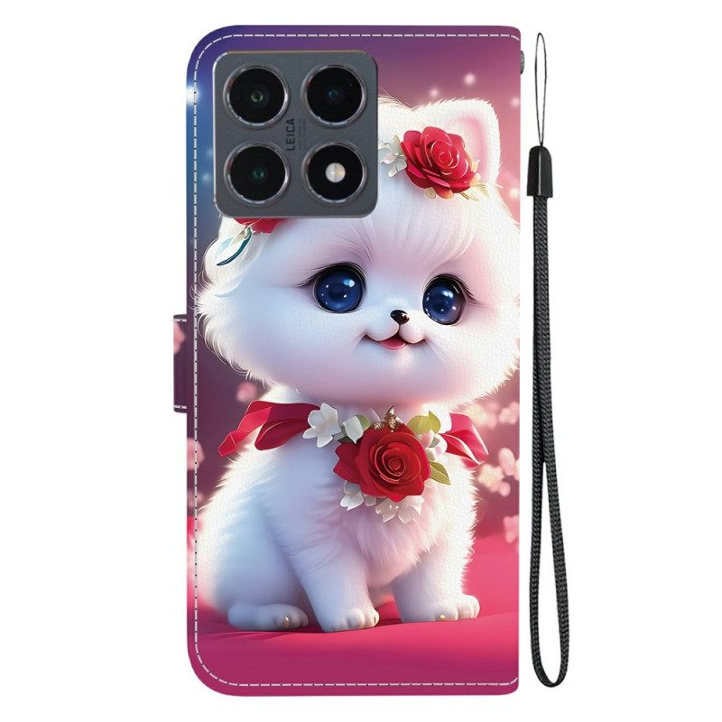 Leren Hoesje Xiaomi 15t Kat En Rozen Bescherming Hoesje