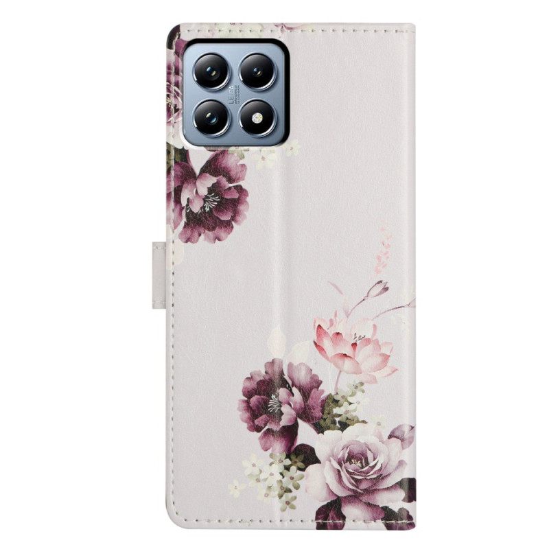 Leren Hoesje Xiaomi 15t Paarse Rozen