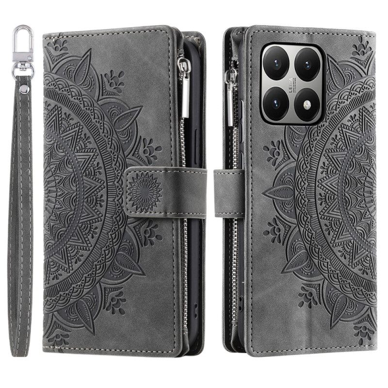 Leren Hoesje Xiaomi 15t Portemonnee Met Mandala-suède-effect Bescherming Hoesje