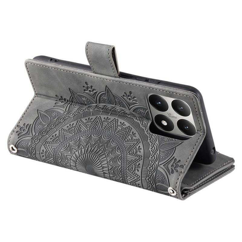 Leren Hoesje Xiaomi 15t Portemonnee Met Mandala-suède-effect Bescherming Hoesje