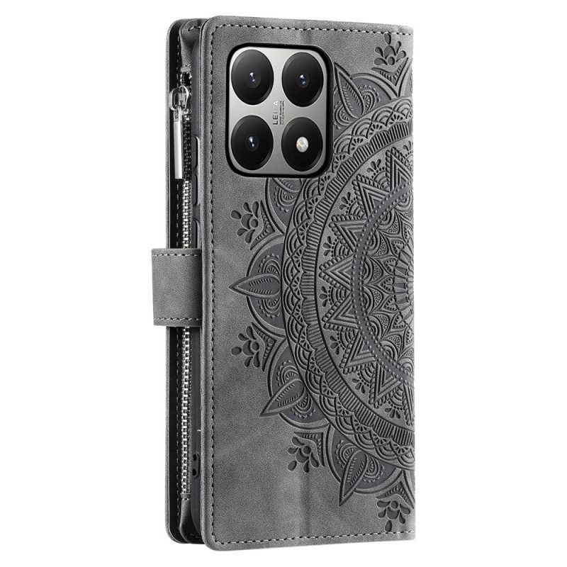 Leren Hoesje Xiaomi 15t Portemonnee Met Mandala-suède-effect Bescherming Hoesje