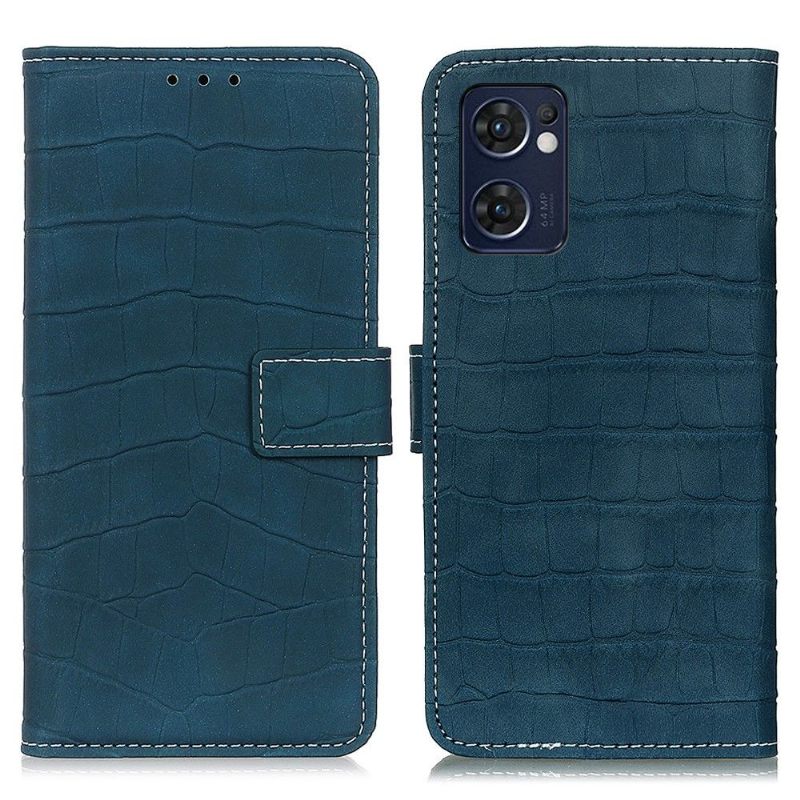 Folio-hoesje voor Oppo Find X5 Lite Croco-look Stiksels