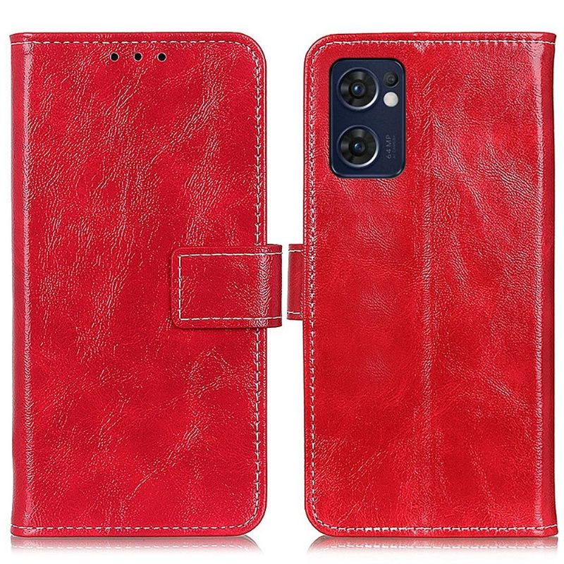 Folio-hoesje voor Oppo Find X5 Lite Luxe Stiksels Met Leereffect