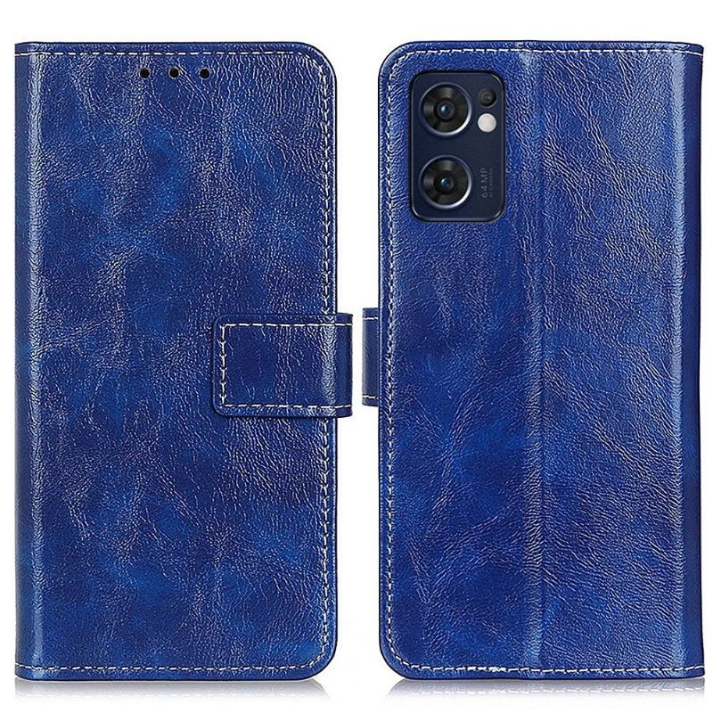 Folio-hoesje voor Oppo Find X5 Lite Luxe Stiksels Met Leereffect