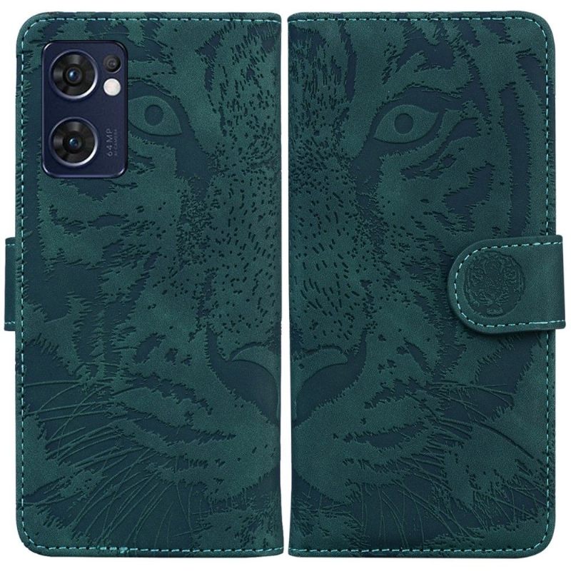 Folio-hoesje voor Oppo Find X5 Lite Tijger Met Reliëf