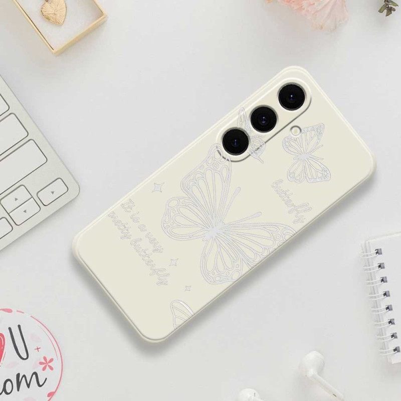 Case Hoesje Samsung Galaxy S25 Fe Telefoonhoesje Siliconen Met Witte Vlinder