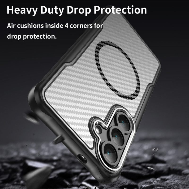 Cover Hoesje Samsung Galaxy S25 Fe Telefoonhoesje Compatibel Met Magsafe Met Koolstofvezeltextuur