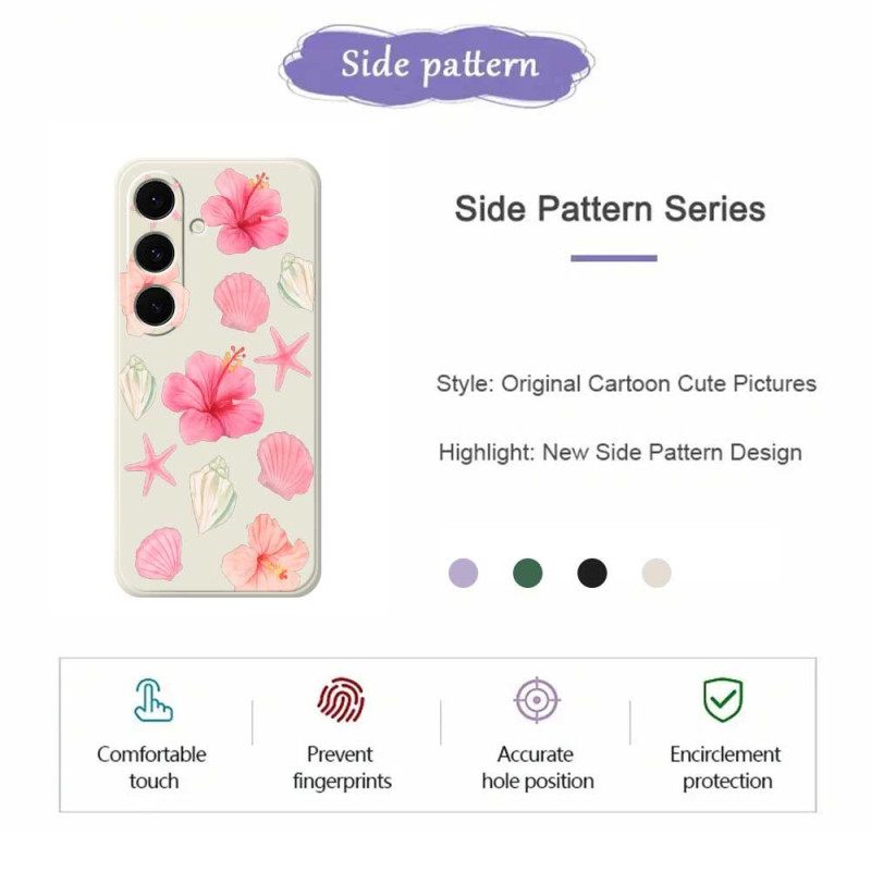 Cover Hoesje Samsung Galaxy S25 Fe Telefoonhoesje Siliconen Met Bloemen En Schelpen