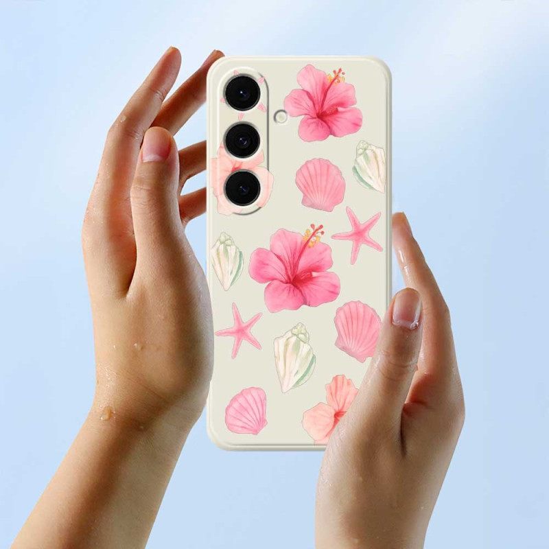 Cover Hoesje Samsung Galaxy S25 Fe Telefoonhoesje Siliconen Met Bloemen En Schelpen