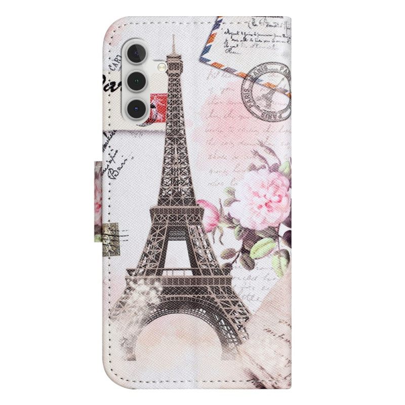 Flip Case Leren Samsung Galaxy S25 Fe Eiffeltoren