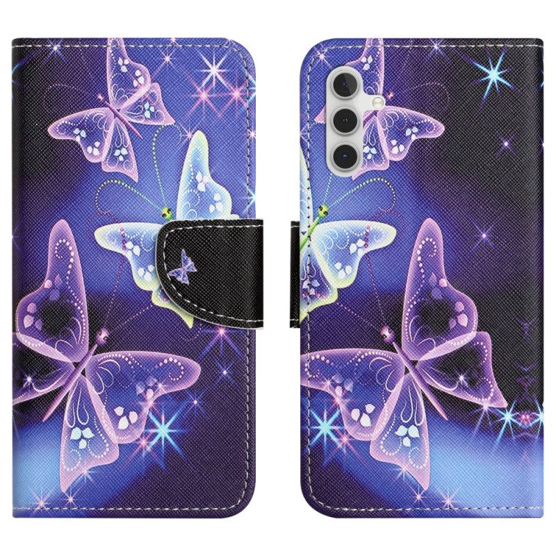 Flip Case Leren Samsung Galaxy S25 Fe Sprankelende Vlinders