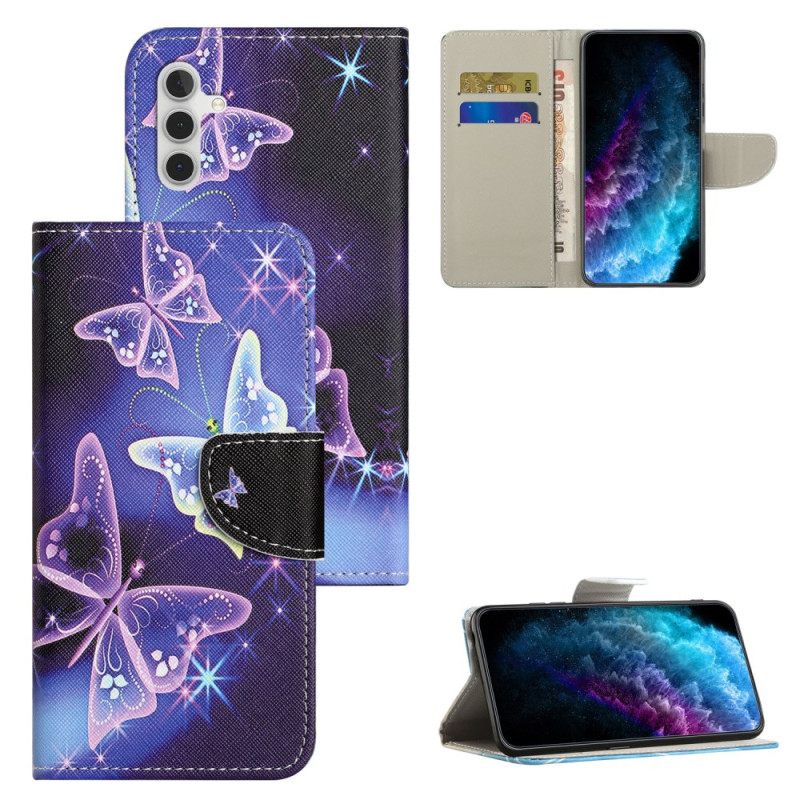 Flip Case Leren Samsung Galaxy S25 Fe Sprankelende Vlinders