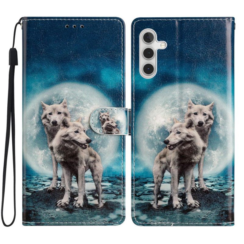 Flip Case Leren Samsung Galaxy S25 Fe Twee Wolven