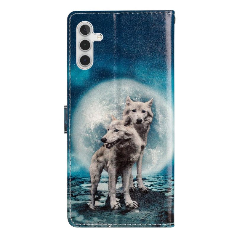 Flip Case Leren Samsung Galaxy S25 Fe Twee Wolven
