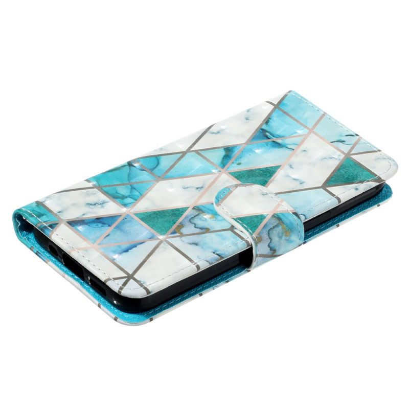 Folio-hoesje Samsung Galaxy S25 Fe Telefoonhoesje Blauw Marmer Met Koord