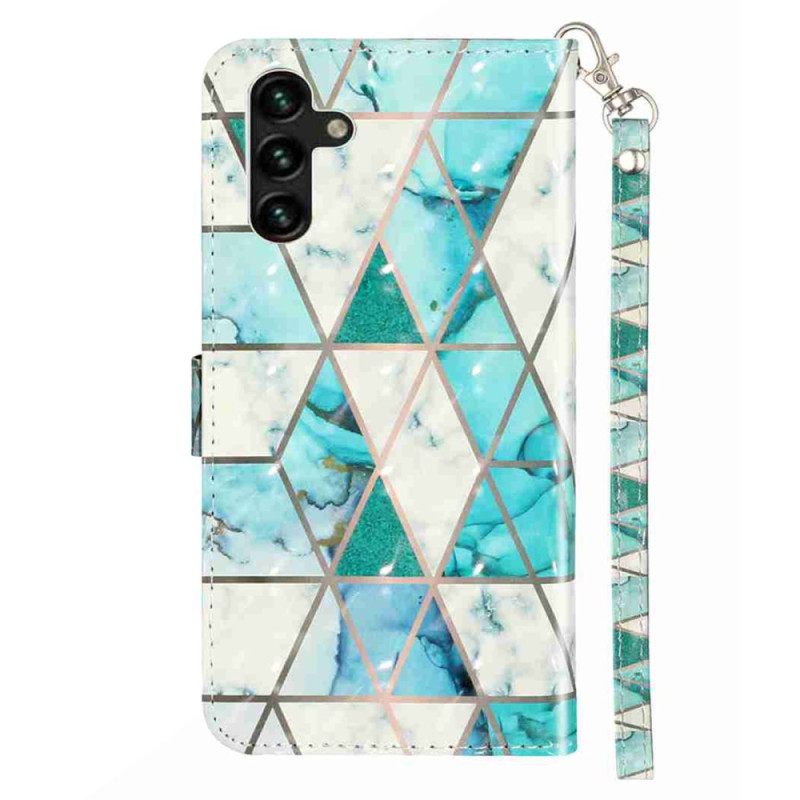 Folio-hoesje Samsung Galaxy S25 Fe Telefoonhoesje Blauw Marmer Met Koord