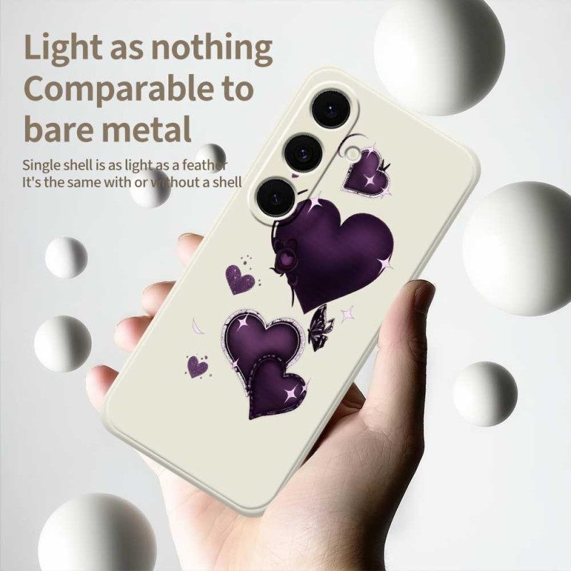 Hoesje Samsung Galaxy S25 Fe Siliconen Met Paarse Hartjes