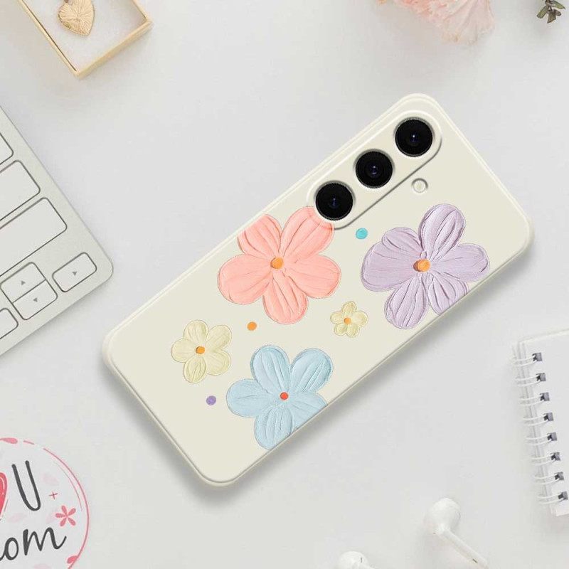 Hoesje Samsung Galaxy S25 Fe Siliconen Met Pastelkleurige Bloemen Bescherming Hoesje