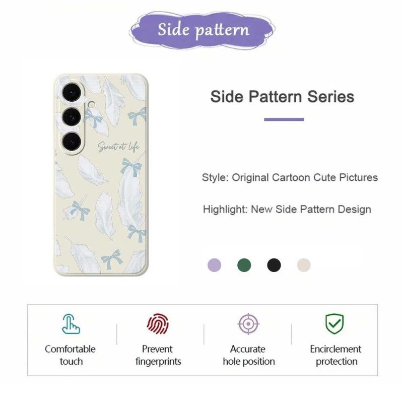 Hoesje Samsung Galaxy S25 Fe Siliconen Met Witte Veren