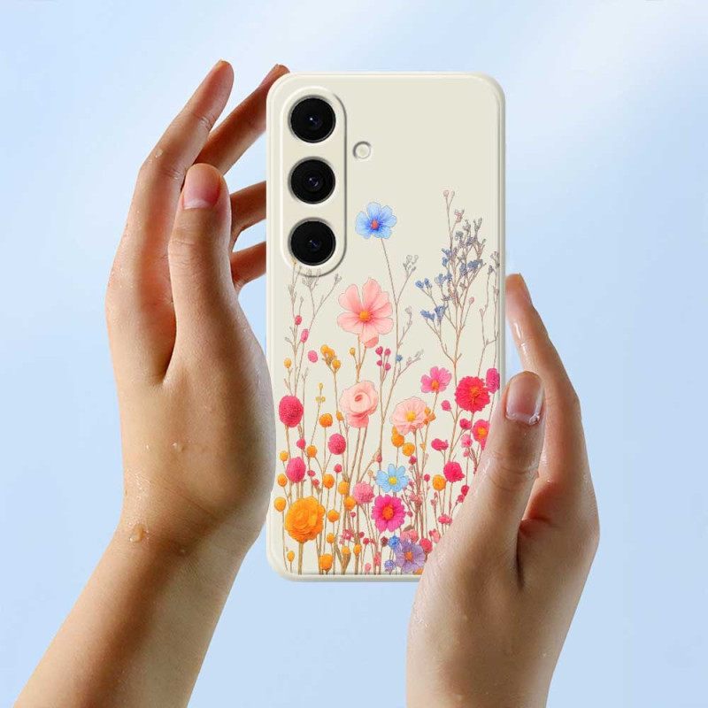 Hoesje Voor Samsung Galaxy S25 Fe Siliconen Met Wilde Bloemen