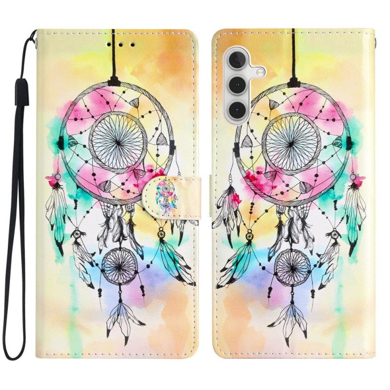 Leren Hoesje Samsung Galaxy S25 Fe Dromenvanger Met Aquarelverf