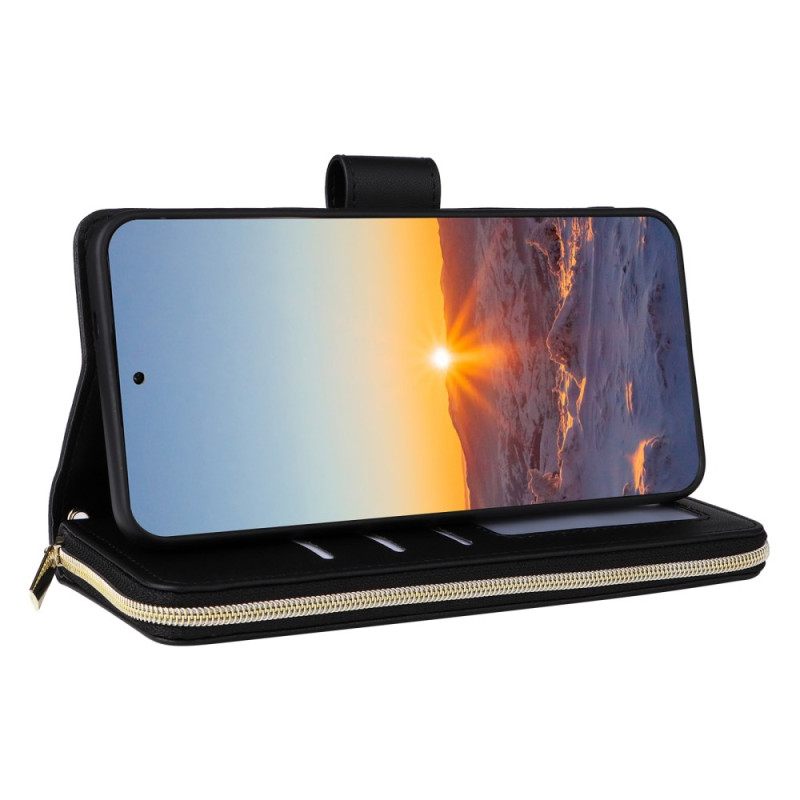 Leren Hoesje Samsung Galaxy S25 Fe Gewatteerd Met Bandje En Schouderband Bescherming Hoesje