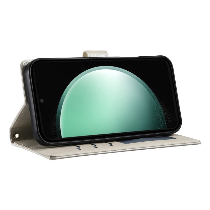 Leren Hoesje Samsung Galaxy S25 Fe Gewatteerde Portemonnee Met Riempjes Bescherming Hoesje