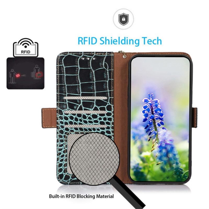 Leren Hoesje Samsung Galaxy S25 Fe Krokodillenprint Bescherming Hoesje