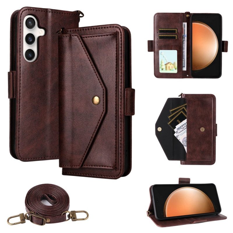 Leren Hoesje Samsung Galaxy S25 Fe Multifunctionele Portemonnee Bescherming Hoesje