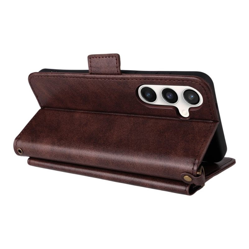 Leren Hoesje Samsung Galaxy S25 Fe Multifunctionele Portemonnee Bescherming Hoesje