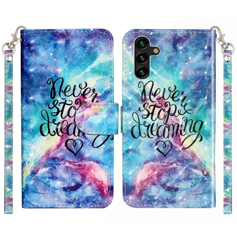 Leren Hoesje Samsung Galaxy S25 Fe Never Stop Dreaming Met Koord Bescherming Hoesje