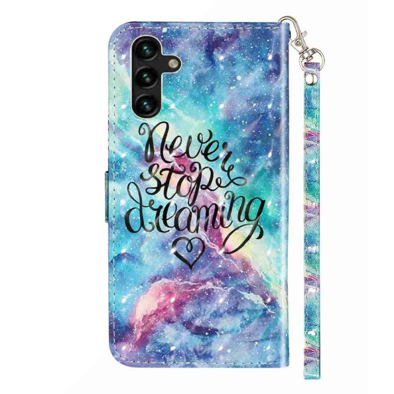 Leren Hoesje Samsung Galaxy S25 Fe Never Stop Dreaming Met Koord Bescherming Hoesje