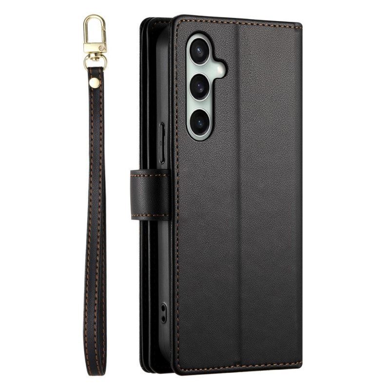 Leren Hoesje Samsung Galaxy S25 Fe Portemonnee En Bandjes Bescherming Hoesje