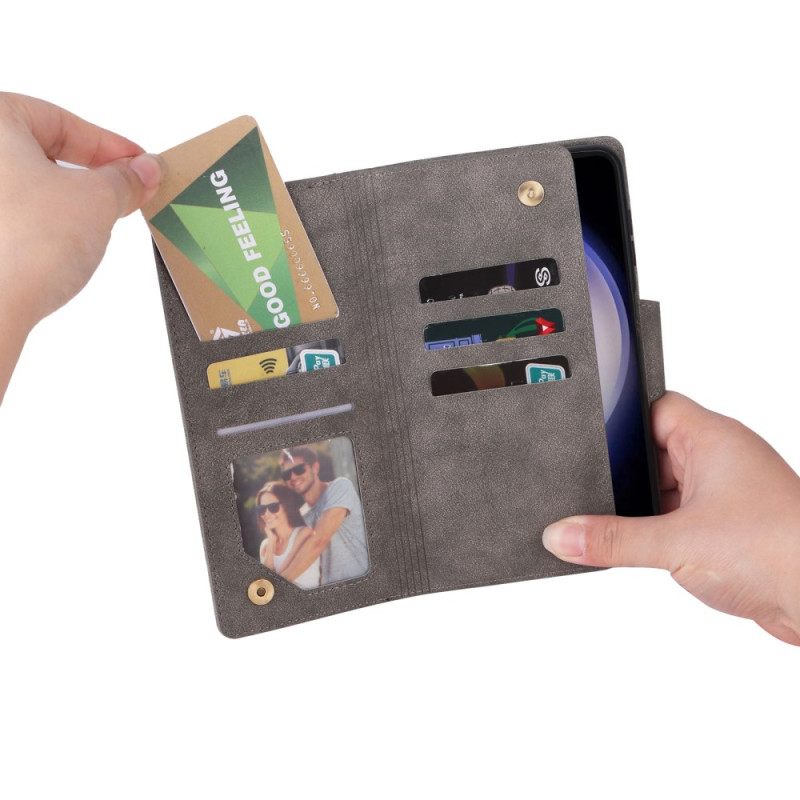 Leren Hoesje Samsung Galaxy S25 Fe Portemonnee Met Rits Bescherming Hoesje