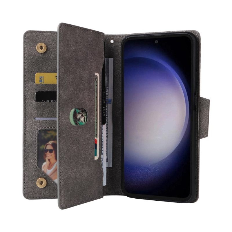 Leren Hoesje Samsung Galaxy S25 Fe Portemonnee Met Rits Bescherming Hoesje