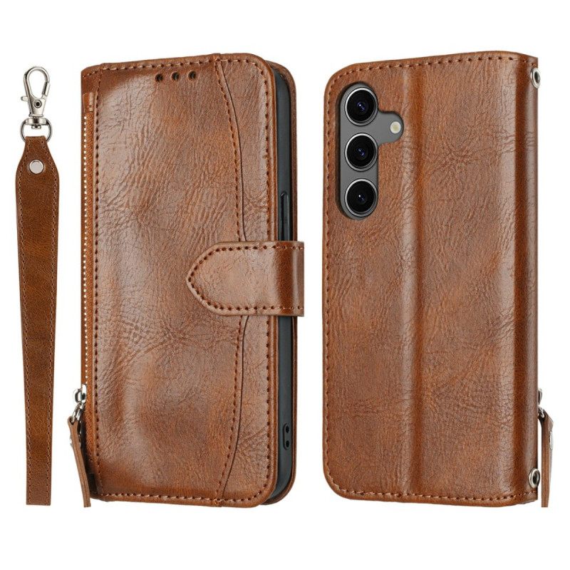 Leren Hoesje Samsung Galaxy S25 Fe Vintage Portemonnee