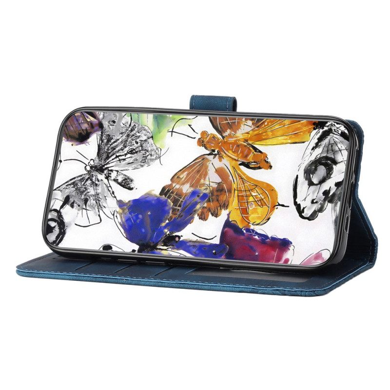 Leren Hoesje Samsung Galaxy S25 Fe Vlinder Suède-effect Bescherming Hoesje