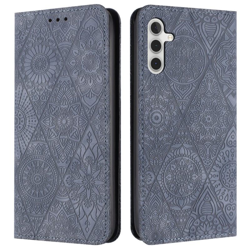 Leren Hoesje Voor Samsung Galaxy S25 Fe Bloemenpatroon