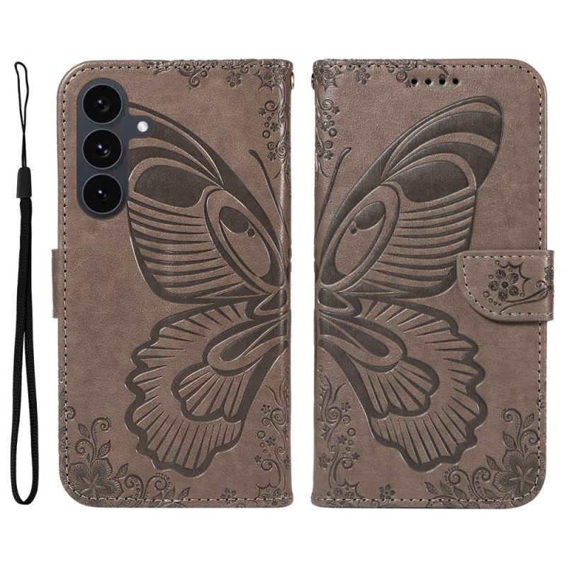 Leren Hoesje Voor Samsung Galaxy S25 Fe Grafische Vlinder