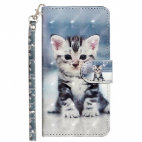 Leren Hoesje Voor Samsung Galaxy S25 Fe Katje Met Koord