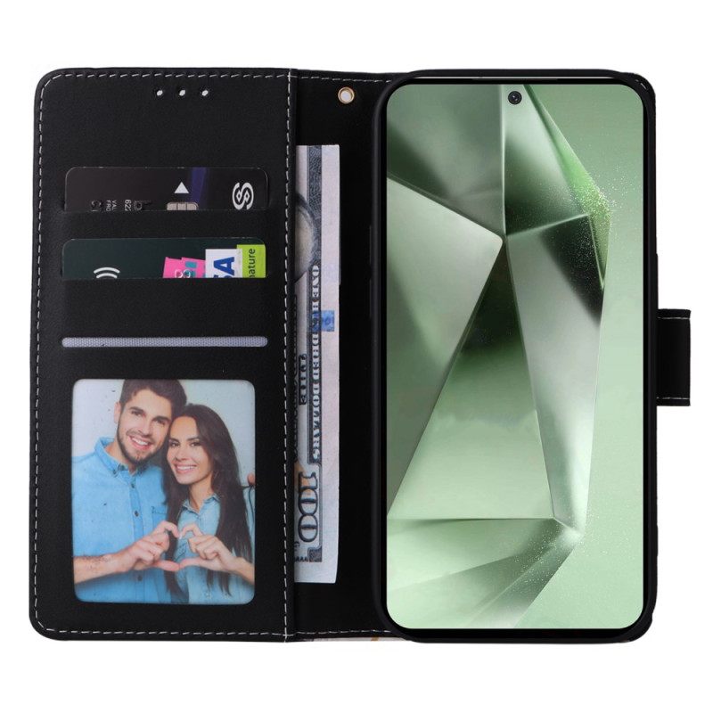 Leren Hoesje Voor Samsung Galaxy S25 Fe Marmerstijl