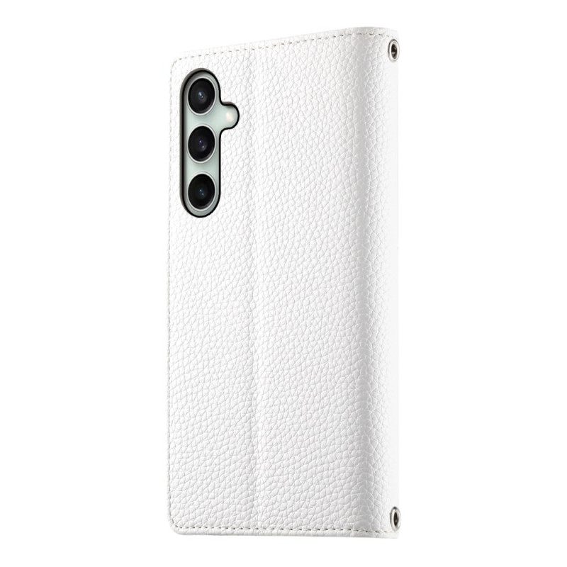Leren Hoesje Voor Samsung Galaxy S25 Fe Leren Portemonnee Met Ritssluiting En Riempjes