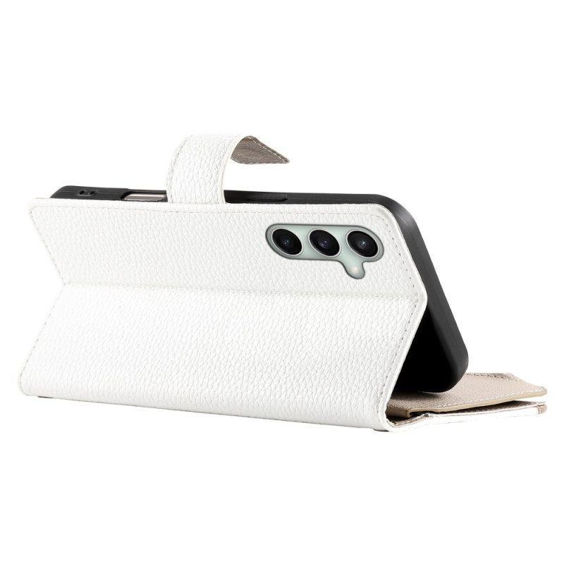 Leren Hoesje Voor Samsung Galaxy S25 Fe Leren Portemonnee Met Ritssluiting En Riempjes