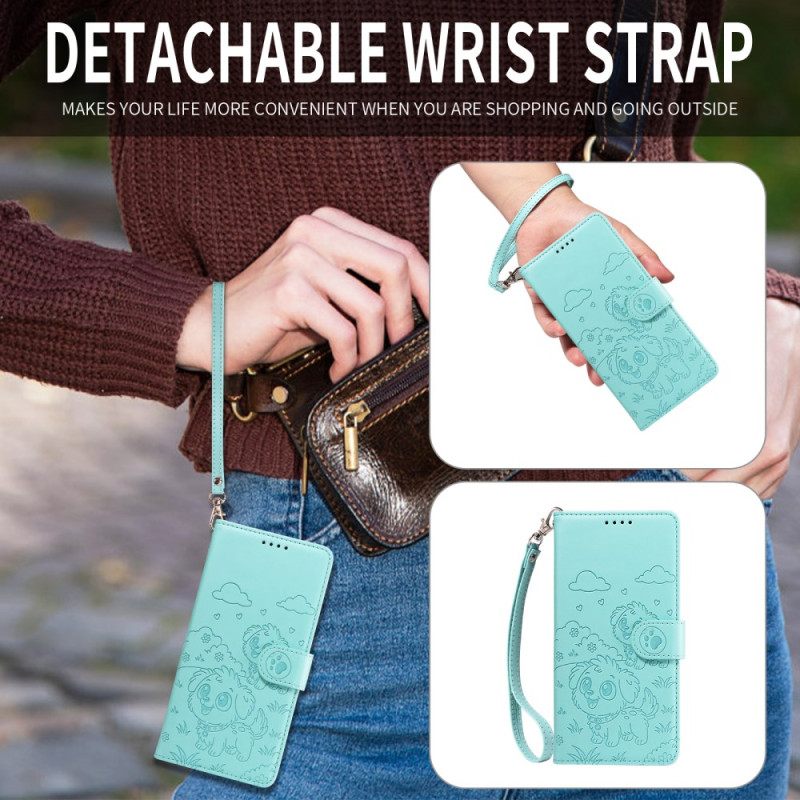 Leren Hoesje Voor Samsung Galaxy S25 Fe Rfid-blokkering En Hondenpatroon