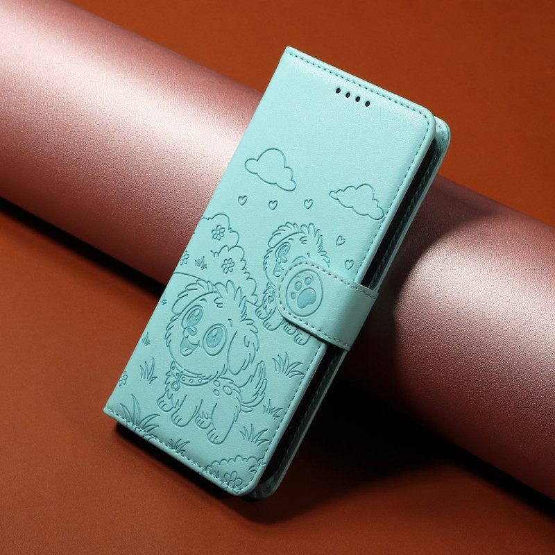 Leren Hoesje Voor Samsung Galaxy S25 Fe Rfid-blokkering En Hondenpatroon