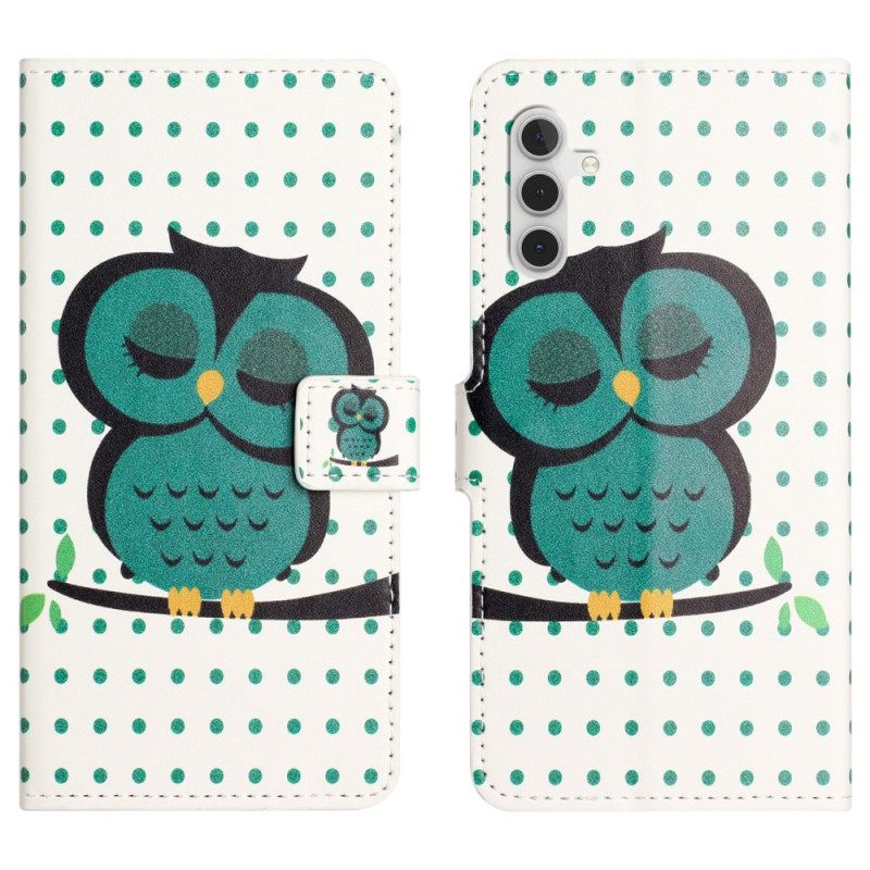 Leren Hoesje Voor Samsung Galaxy S25 Fe Slapende Uil