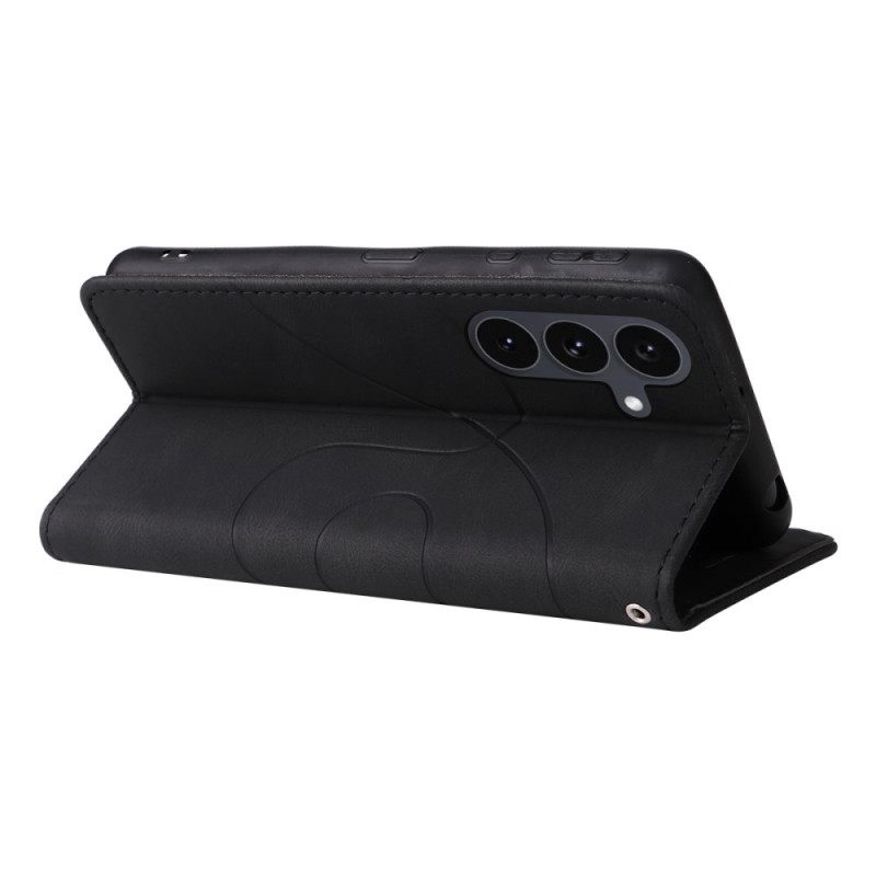 Leren Hoesje Voor Samsung Galaxy S25 Fe Tweekleurig Golvend Patroon