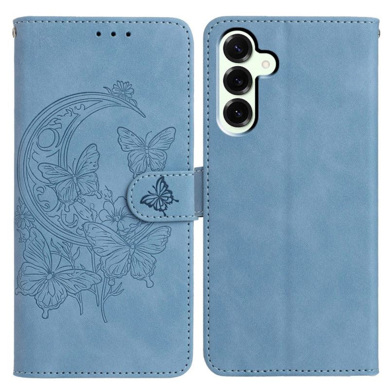 Leren Hoesje Voor Samsung Galaxy S25 Fe Vlinderprint