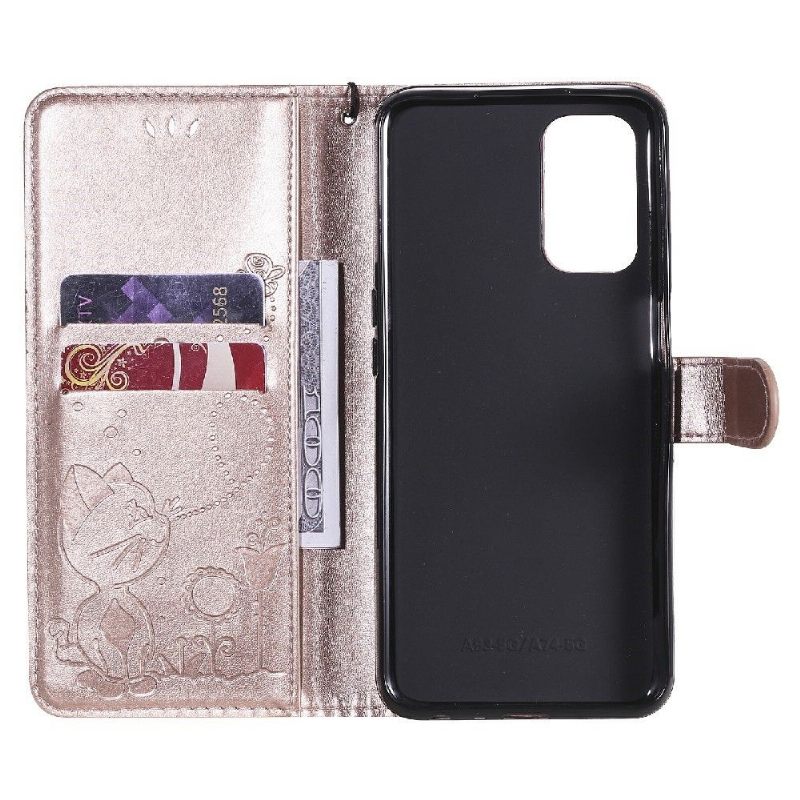 Folio-hoesje voor Oppo A74 5G / A54 5G Kattenillustratie