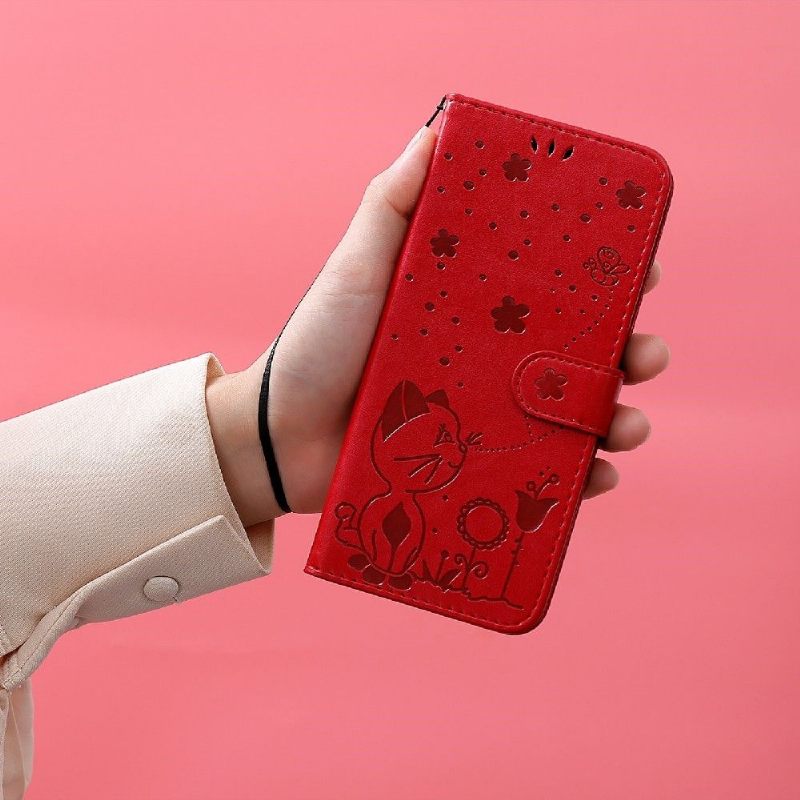 Folio-hoesje voor Oppo A74 5G / A54 5G Kattenillustratie